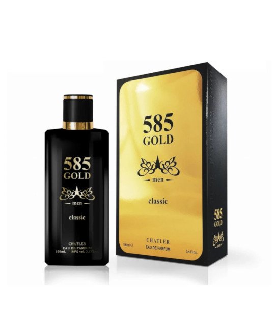 Frasco e caixa de 585 Gold Classic da Chatler, Eau de Parfum para homem de 100 ml