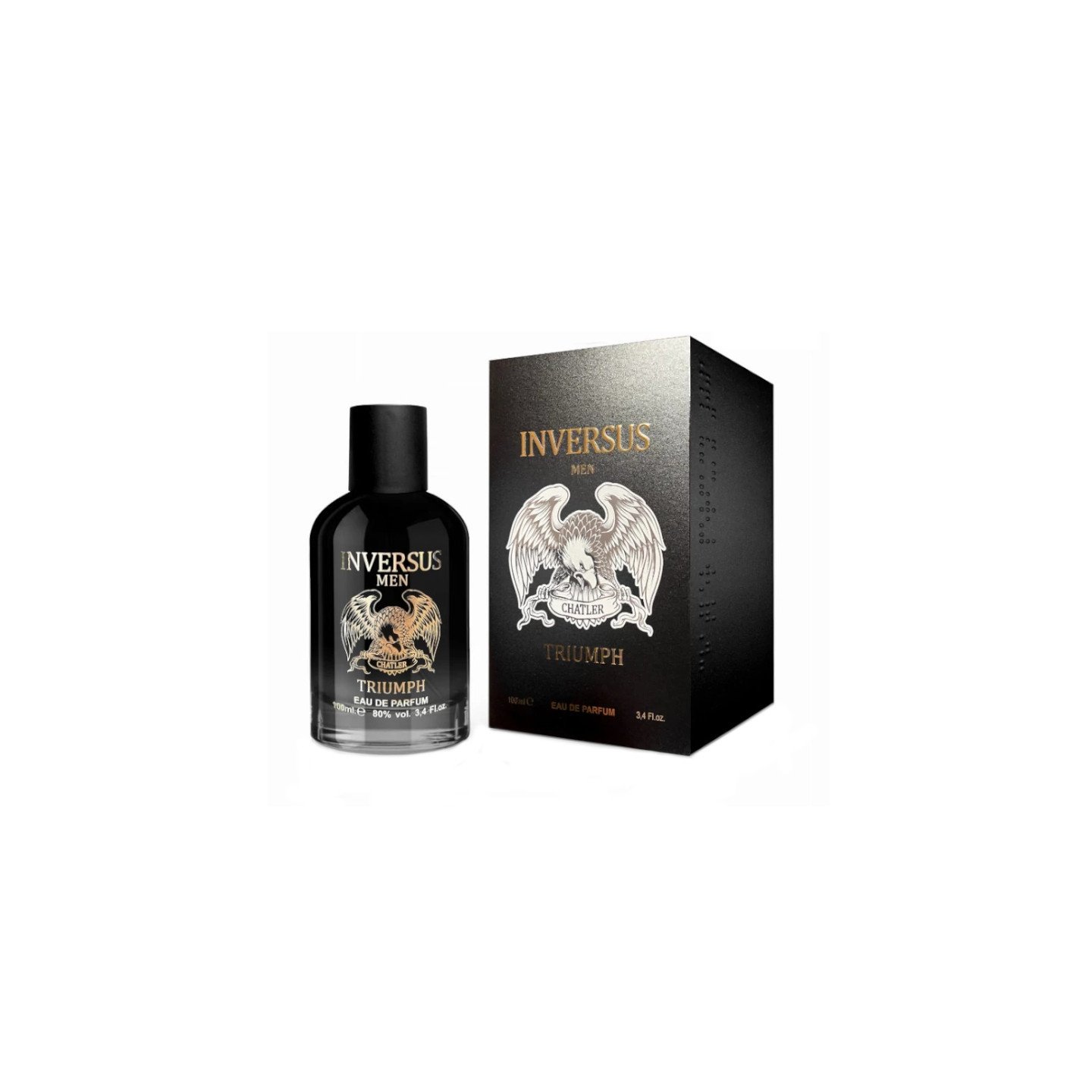 Frasco e caixa de Inversus Triumph da Chatler, perfume para homem de 100 ml